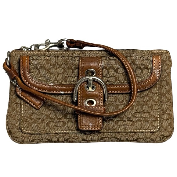 Coach Signature Canvas Buckle Wristlet - Picture 1 of 3